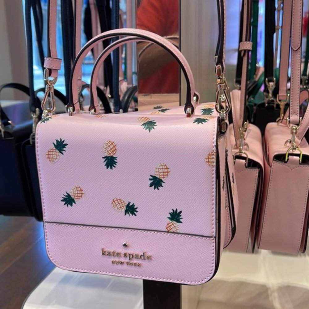 Kate Spade Staci Square Pineapple Crossbody Pink Multi - Picture 7 of 16